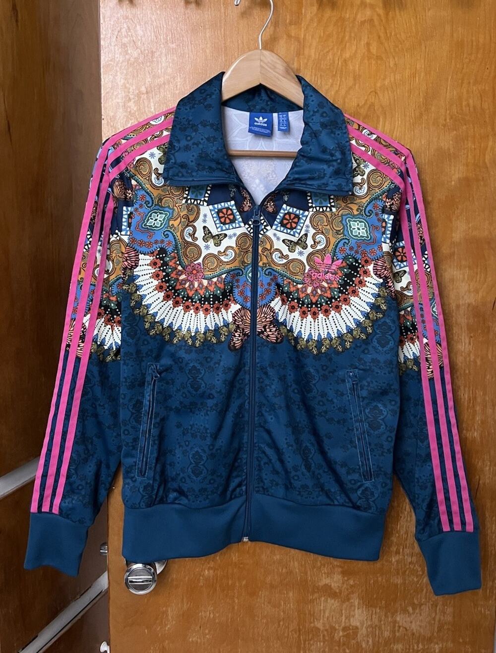 Adidas Originals x Farm Rio Borbomix Track Jacket Zip Sz L Geometric Butterflies